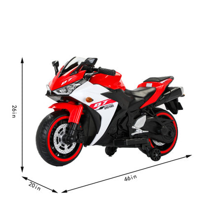 12V Kids Electric Motorcycle Ride-On Toy with Training Wheels
