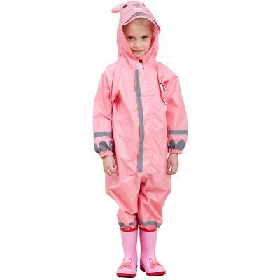 Animal Character One-Piece Rain Suit for Kids – Full-Body Waterproof Coverall