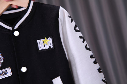 Kids Baseball Jacket Set – Two-Piece Letter Print Outfit for Boys & Girls