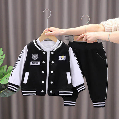 Kids Baseball Jacket Set – Two-Piece Letter Print Outfit for Boys & Girls