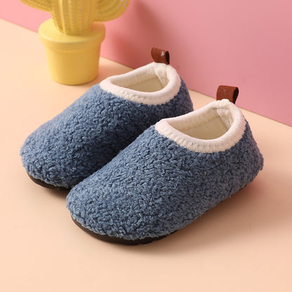 Fleece-Lined Non-Slip Winter Cotton Slippers for Kids