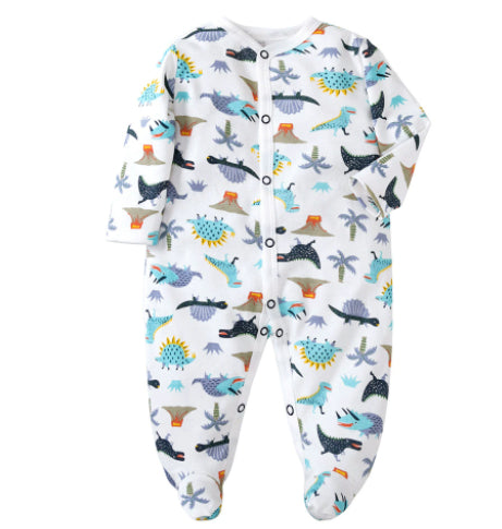 Baby Footed Pajama Romper – Soft Cotton Long-Sleeve Sleeper with Snap Front for Newborns & Infants (3–12 Months)