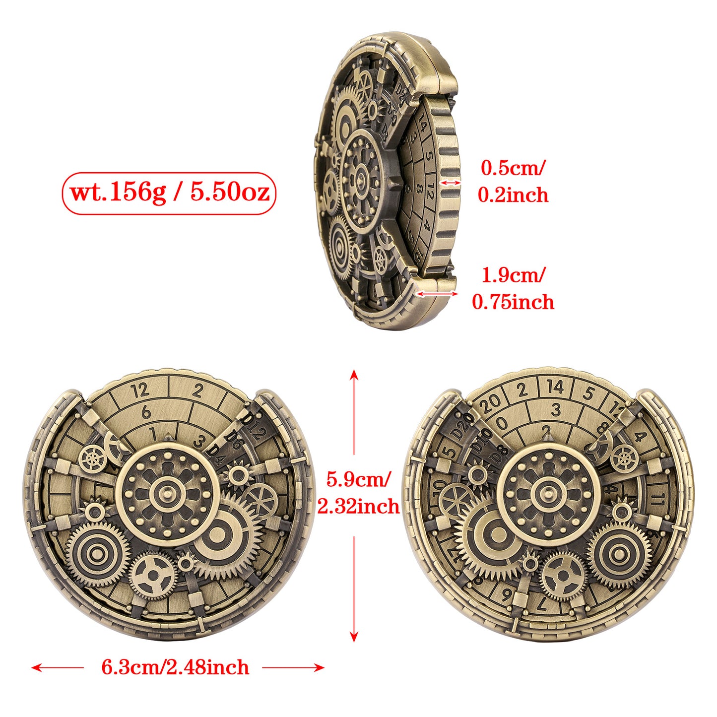 Fingertip Gyroscope & DND Dice Set – Retro Metal Role-Playing Game Dice Gift Box