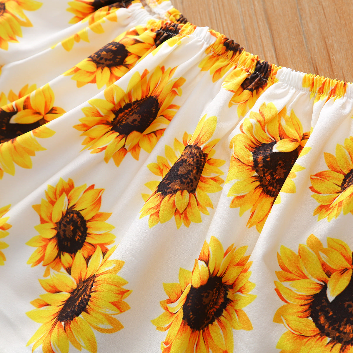 Sunflower 3-Piece Outfit Set for Girls (Top + Ripped Jeans + Bow Headband)