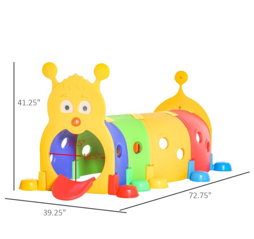 Kids Outdoor Play Tunnel – 59" Multicolor, Non-Toxic PP, Ages 3-6
