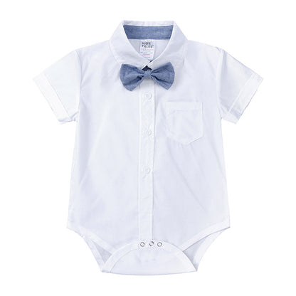 Baby & Toddler Boys' White Shirt Bodysuit & Solid Suspender Shorts Gentleman Set