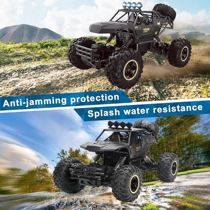 RC Rock Crawler 4WD Off-Road Truck with LED Lights & Rechargeable Batteries