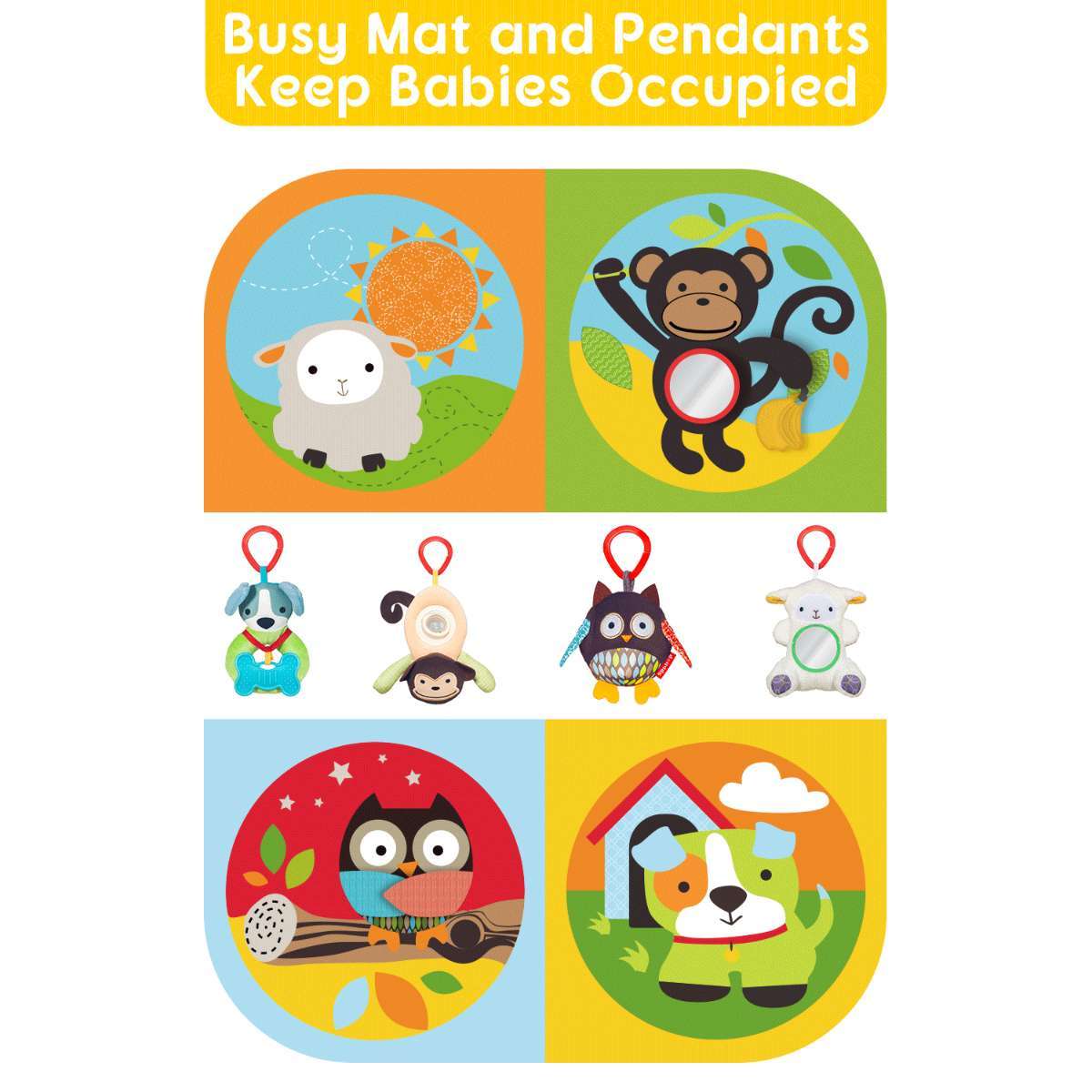 Keeygo Baby Play Mat – Zoo-Themed Sensory Gym for Infants 0–6 Months, Washable & Interactive