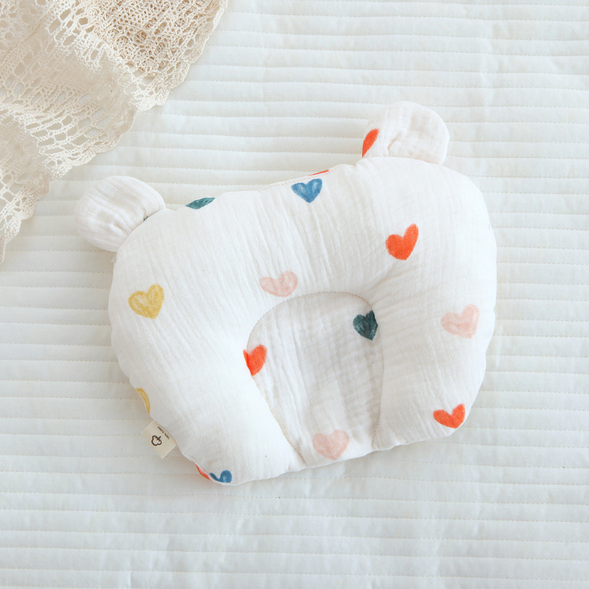 Cotton Gauze Baby Head Support Pillow – Soft Cartoon Infant Pillow