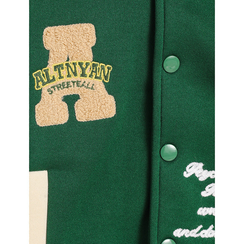 Toddler Unisex Varsity Embroidered Letter Jacket – Soft, Sporty & Play-Ready