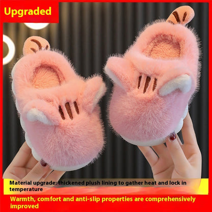 Kids Cozy Kitten Slippers – Soft Plush Indoor Slippers with Thick Sole
