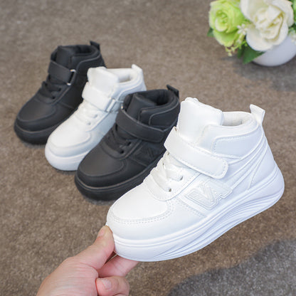Kids’ High-Top Sport Sneakers – Comfy, Durable & Easy-Wear (Black & White)