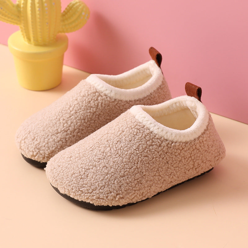 Fleece-Lined Non-Slip Winter Cotton Slippers for Kids