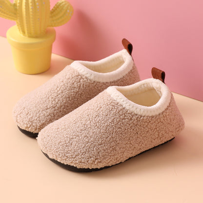 Fleece-Lined Non-Slip Winter Cotton Slippers for Kids