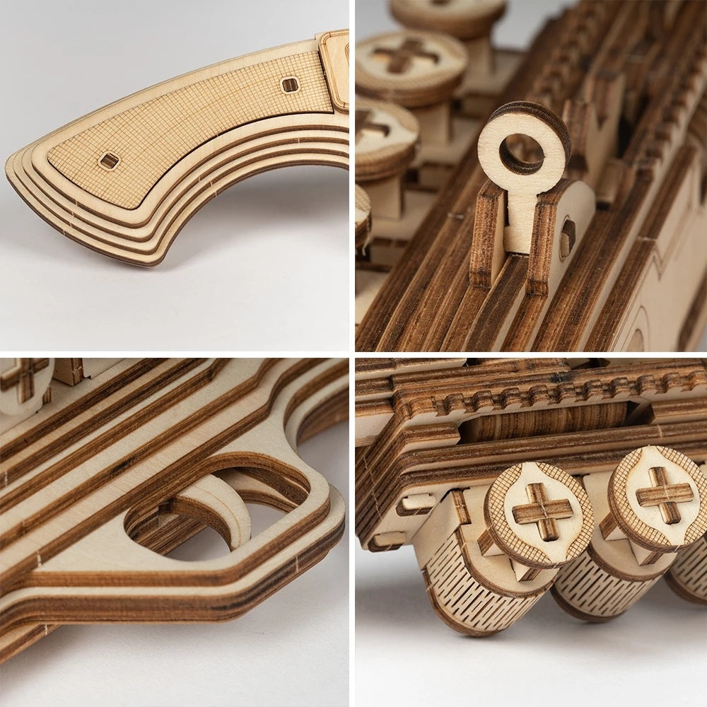 ROKR 3D Wooden Revolver Gun Puzzle – DIY Mechanical Model for Kids & Teens (LQ401)