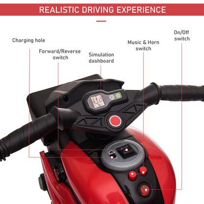 Red 6V Kids Electric Ride-On Motorcycle (Music, Horn & LED Headlights)