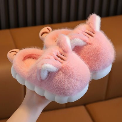 Kids Cozy Kitten Slippers – Soft Plush Indoor Slippers with Thick Sole