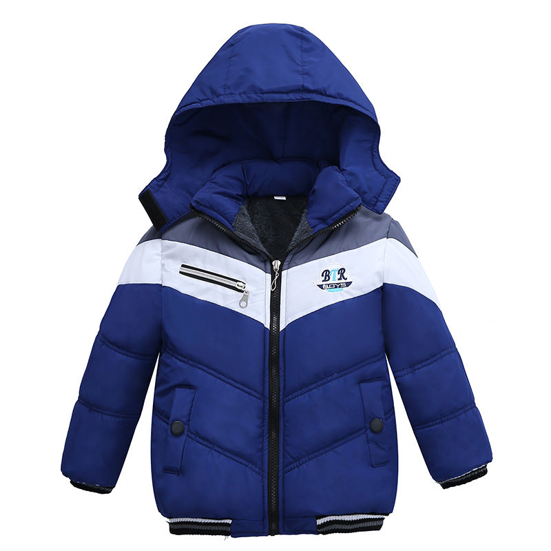 Boys Hooded Puffer Jacket (Warm Padded) – Winter Zip-Up Coat for Kids