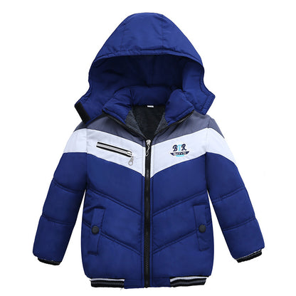 Boys Hooded Puffer Jacket (Warm Padded) – Winter Zip-Up Coat for Kids