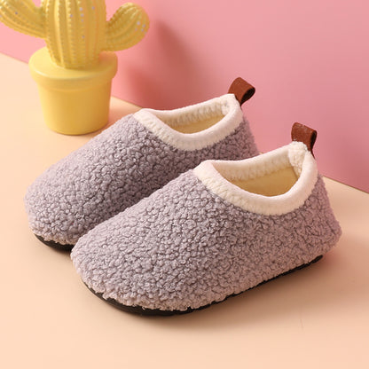 Fleece-Lined Non-Slip Winter Cotton Slippers for Kids