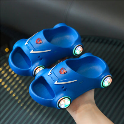 Light-Up Race Car Slide Sandals for Kids – Soft Sole Non-Slip Summer Slippers for Toddlers & Big Kids