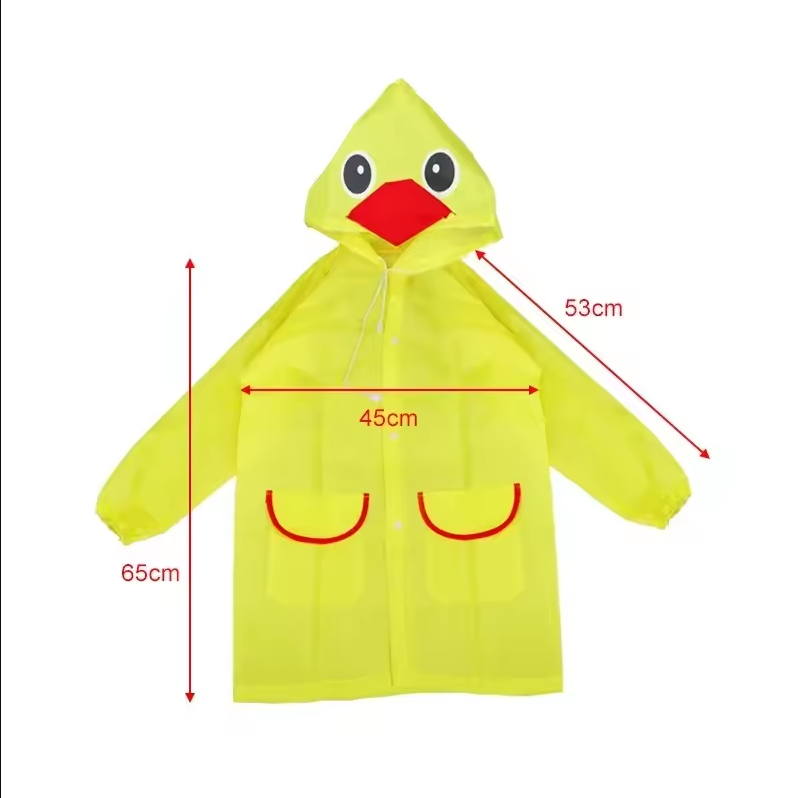Animal Character Hooded Raincoat for Toddlers & Kids – Duck, Frog, Bunny & More