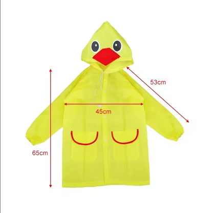 Animal Character Hooded Raincoat for Toddlers & Kids – Duck, Frog, Bunny & More