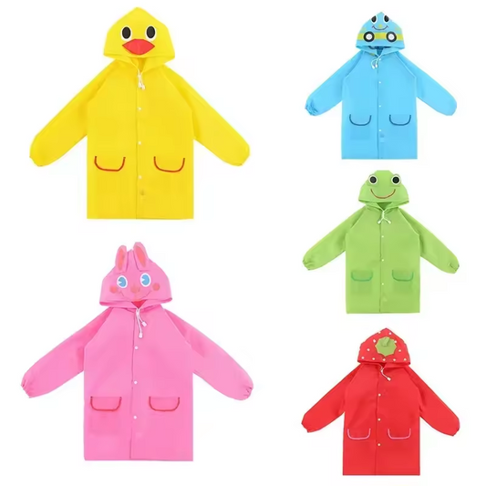 Animal Character Hooded Raincoat for Toddlers & Kids – Duck, Frog, Bunny & More