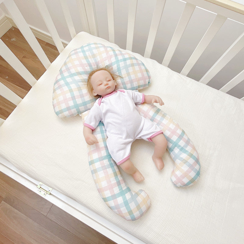 Baby Head-Shaping Comfort Pillow – Soft Cotton Newborn Positioner with Wrap-Around Support (0–12 Months)