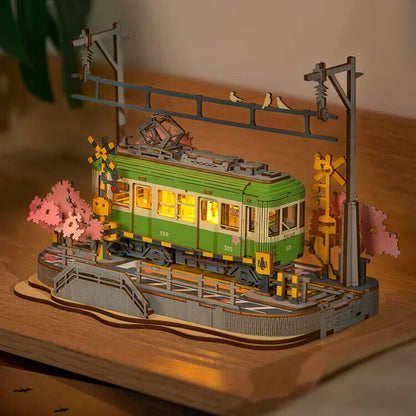 Rolife Sakura Journey Tram 3D Wooden Puzzle – DIY Model for Teens & Collectors