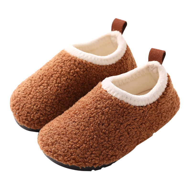 Fleece-Lined Non-Slip Winter Cotton Slippers for Kids