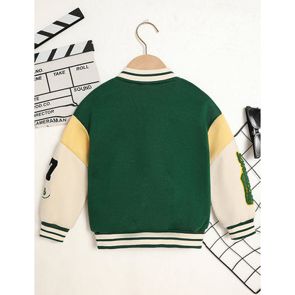 Toddler Unisex Varsity Embroidered Letter Jacket – Soft, Sporty & Play-Ready
