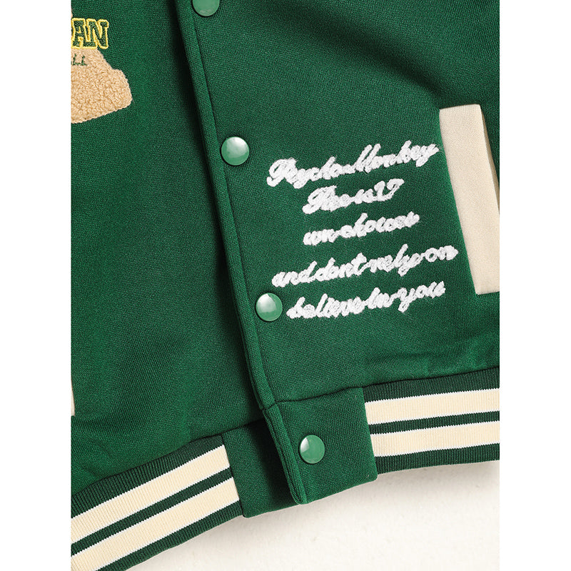 Toddler Unisex Varsity Embroidered Letter Jacket – Soft, Sporty & Play-Ready