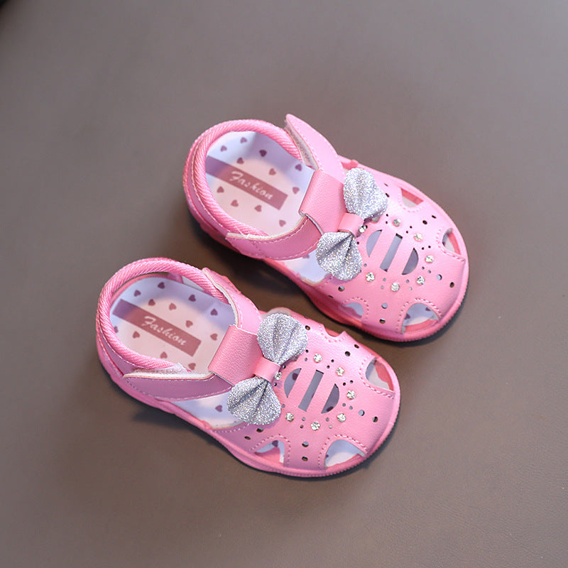 Baby Girl Sound-Activated Sandals with Soft Sole – Cute First Walkers