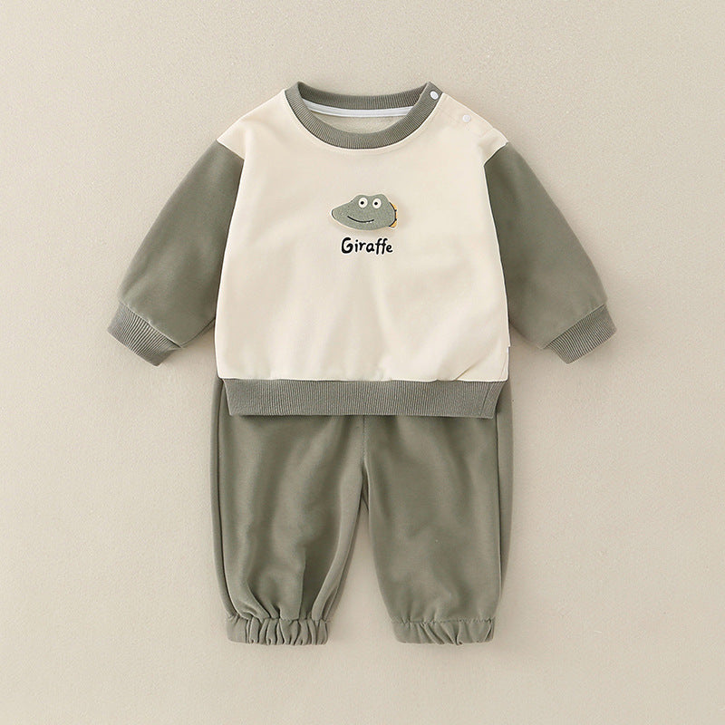 Baby & Toddler Animal Print 2-Piece Cotton Set | Sweatshirt & Pants in Playful Cartoon Designs