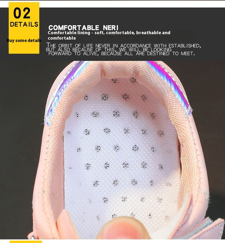 Girls White Cartoon Sneakers – Breathable Casual Shoes with Non-Slip Rubber Sole
