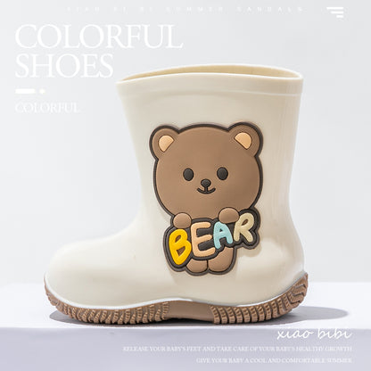 Kids’ Cute Bear Rain Shoes – Waterproof, Non-Slip PVC Boots for Toddlers & Little Kids
