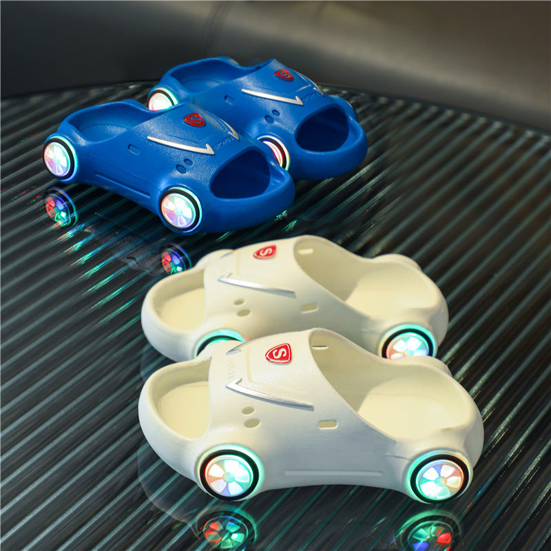 Light-Up Race Car Slide Sandals for Kids – Soft Sole Non-Slip Summer Slippers for Toddlers & Big Kids