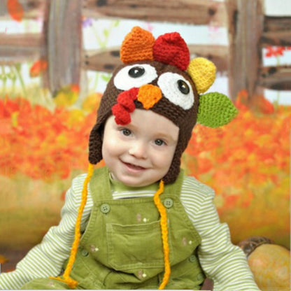 Hand-Knit Turkey Earflap Beanie for Baby & Toddler – Thanksgiving Hat