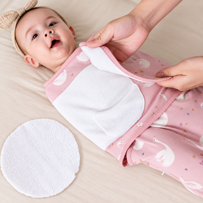 Cartoon Print Cotton Baby Swaddle Wrap with Adjustable Velcro & Zipper