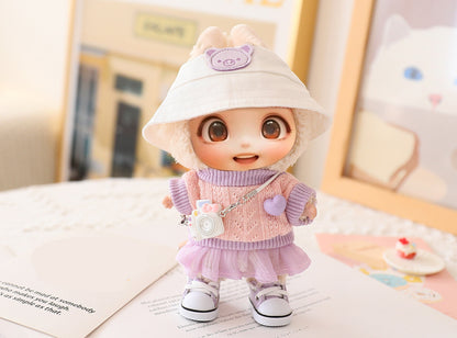 5-Piece Doll Clothes & Accessories Set – Hat, Shoes & Outfit for 15–17cm LABUBU Dolls