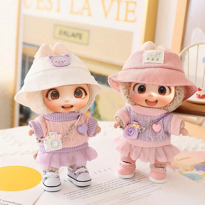 5-Piece Doll Clothes & Accessories Set – Hat, Shoes & Outfit for 15–17cm LABUBU Dolls