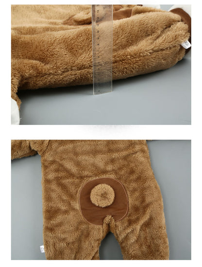 Cozy Bear Hooded Baby Romper – Plush Winter Onesie for Newborns & Toddlers