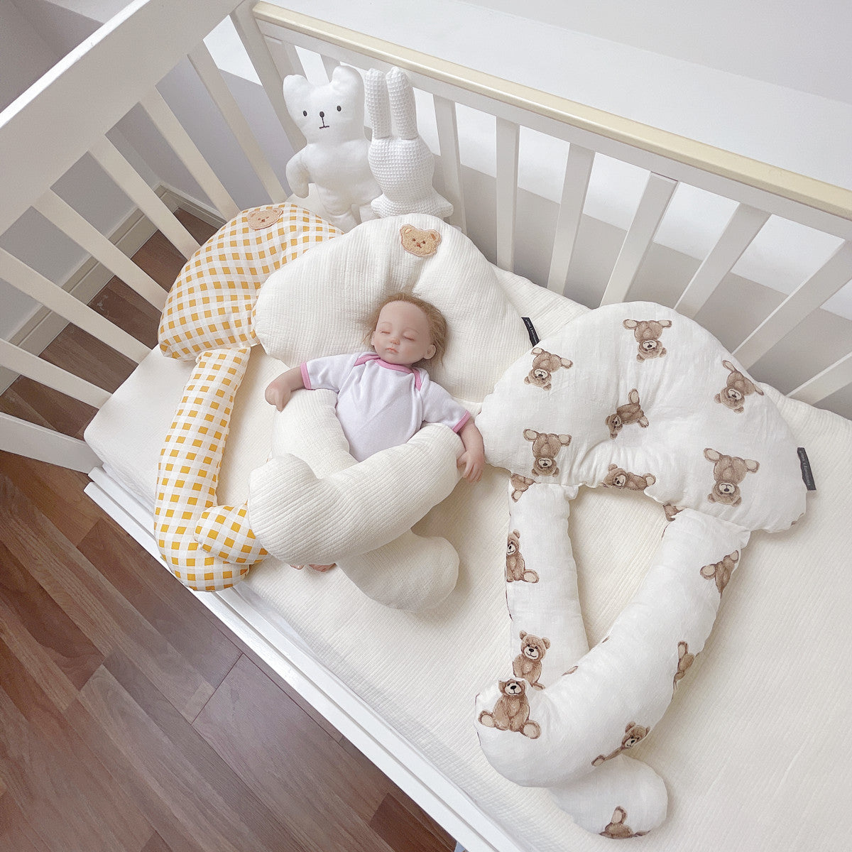 Baby Head-Shaping Comfort Pillow – Soft Cotton Newborn Positioner with Wrap-Around Support (0–12 Months)