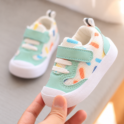 Color-Dash Mesh Velcro First Walker Sneakers