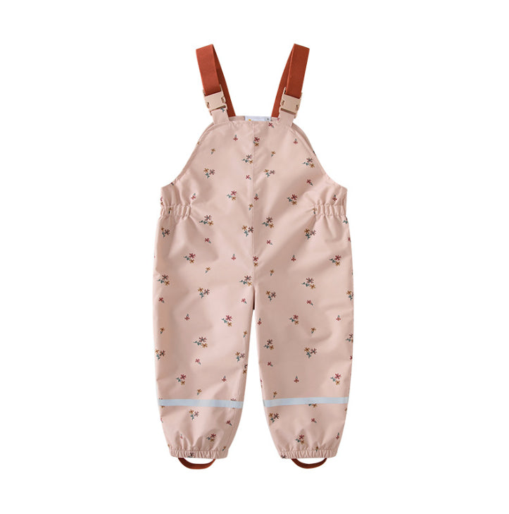 Floral Waterproof Rain Jacket & Bib Pants Set – Kids' Outdoor Wet Weather Suit