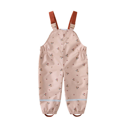 Floral Waterproof Rain Jacket & Bib Pants Set – Kids' Outdoor Wet Weather Suit
