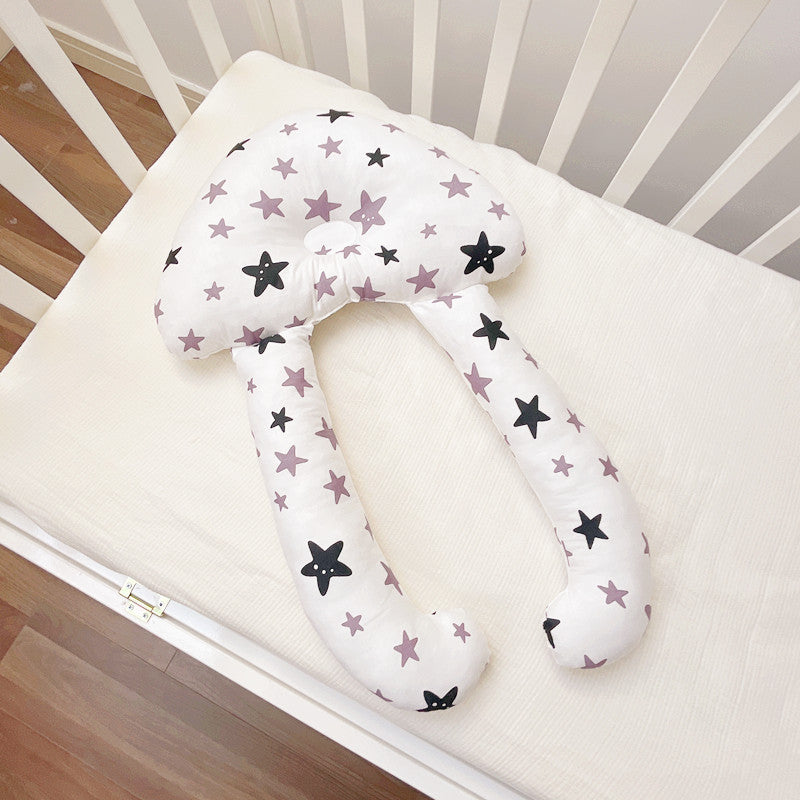 Baby Head-Shaping Comfort Pillow – Soft Cotton Newborn Positioner with Wrap-Around Support (0–12 Months)
