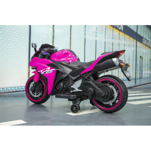 12V Kids Electric Motorcycle Ride-On Toy with Training Wheels