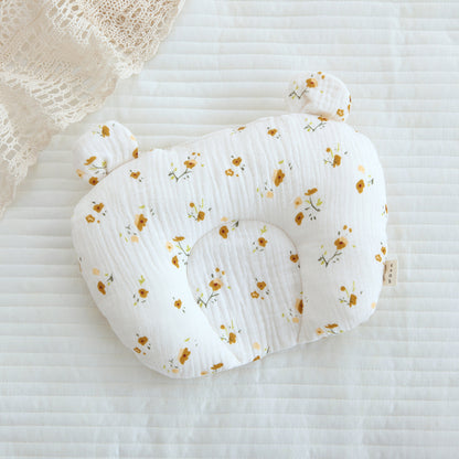 Cotton Gauze Baby Head Support Pillow – Soft Cartoon Infant Pillow